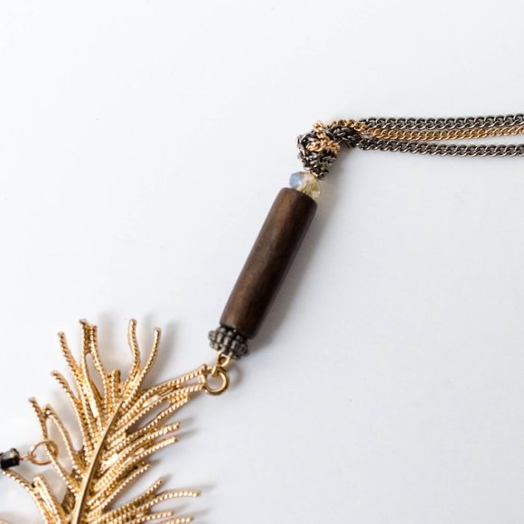 Vintage Boho Bib Necklace, Vintage Artisan Asymmetrical Statement Necklace - Picture 5 of 8